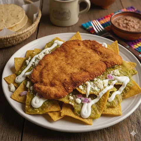 Chilaquiles Milanesa de res