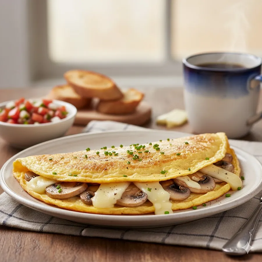 Omelette Champiñones c/queso panela o manchego