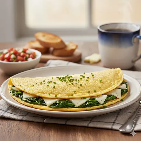 Omelette Espinaca c/queso panela o manchego