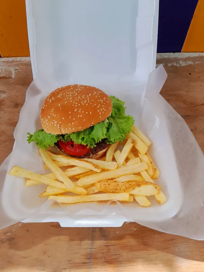 Quinta Burger con papas fritas