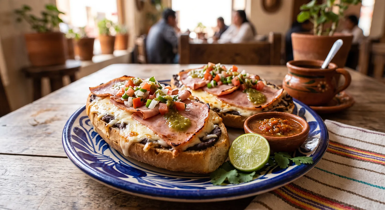 Molletes con jamón